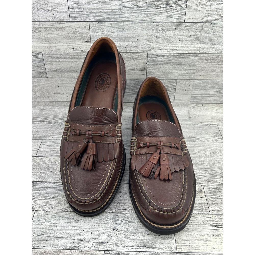 H.S. Trask Mens Leather Tassel Loafers Brown Size 8M Vibram GumLite‎